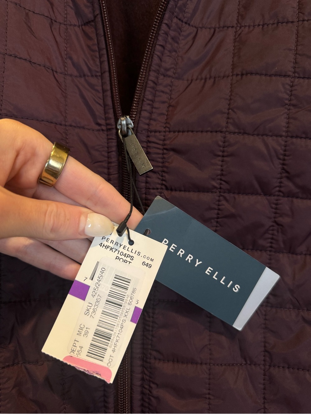 NWT Perry Ellis Hybrid Quilted Jacket XXLT Tall Burgundy Port - Picture 8 of 8